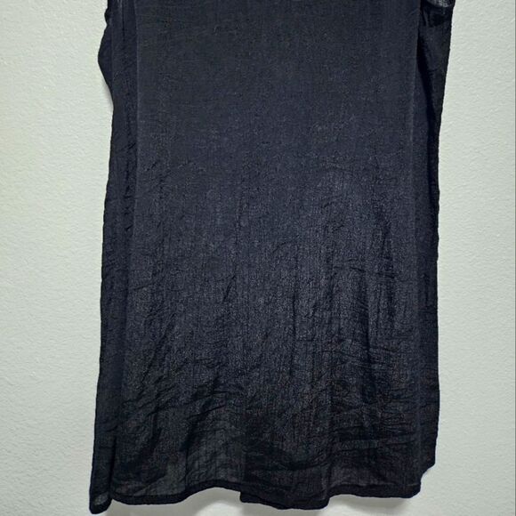 Fever Black Witchy Whimsigoth Sheer Collared Gauzy Vest Pintucked Buttoned Sz S - Picture 12 of 12